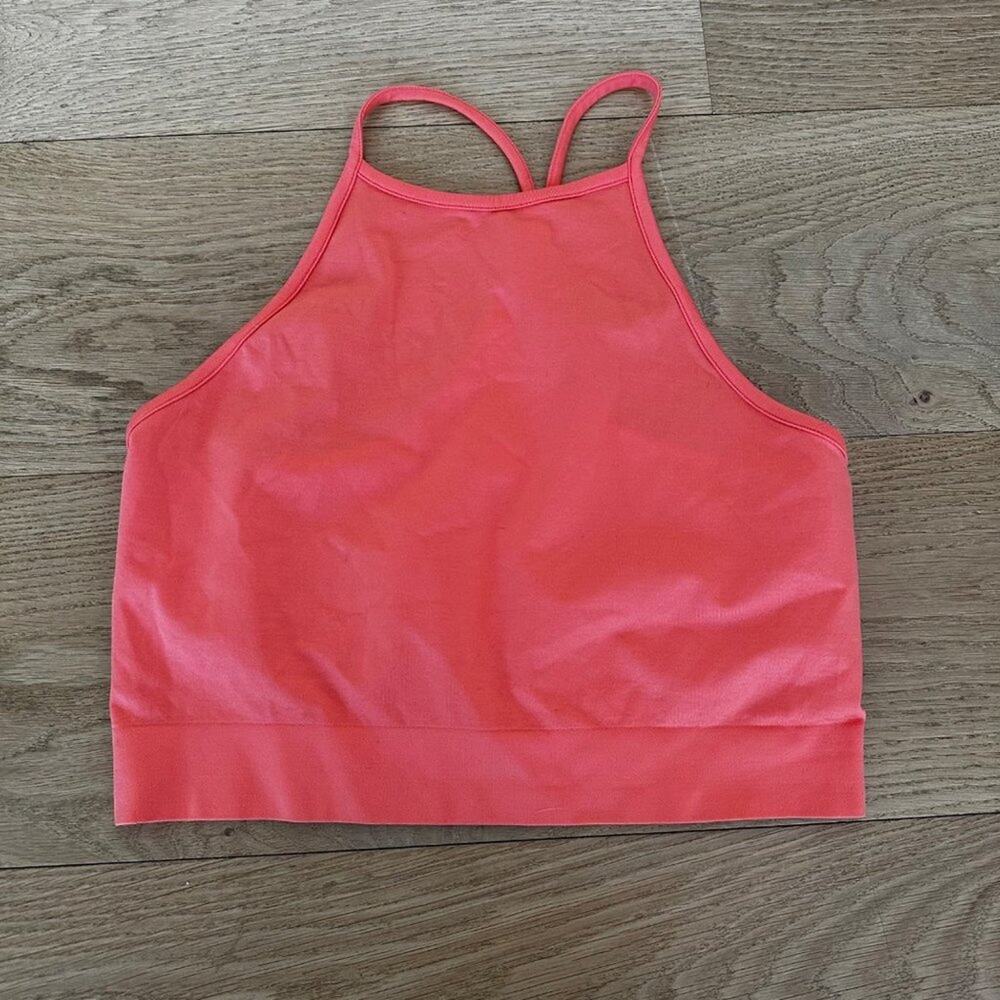 Fabletics Crop Top Sports Bra in Coral